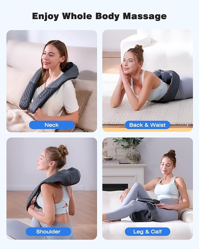 KINGJOY Neck and Shoulder Massager with Heat, Mothers Day Gifts, Shiatsu Neck and Back Massager for Back, Shoulder, Legs, 2026 Upgraded 4D Kneading Deep Tissue Pain Relief, Gifts for Women/Men/Mom/Dad