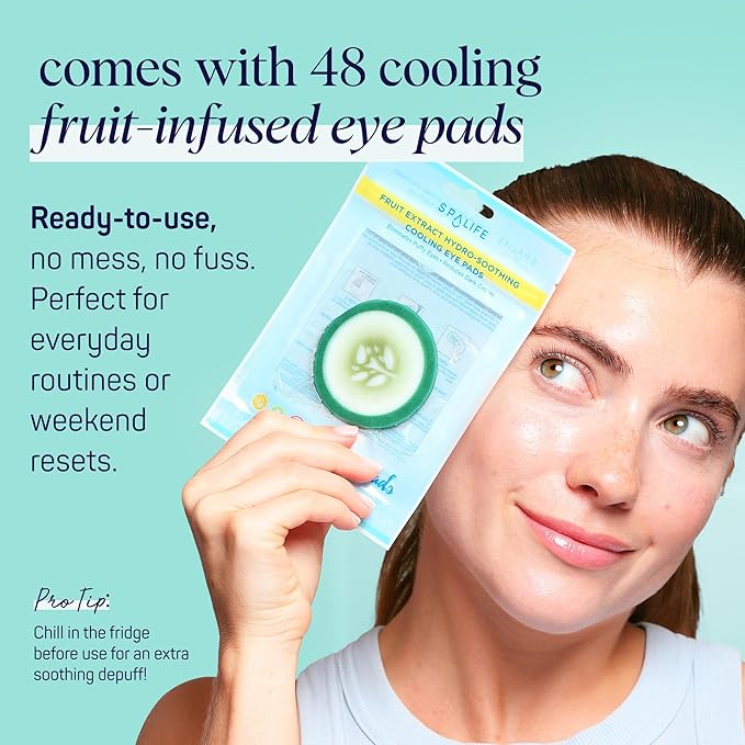 SpaLife Cooling Cucumber Eye Pads | Mothers Day Gifts & Korean Dark Circles & Puffy Eyes Treatment | Nourishing Cucumber Eye Pads | Eye Mask for Puffy Eyes Daily Depuffing Eye Patches | 4 Packs of 12