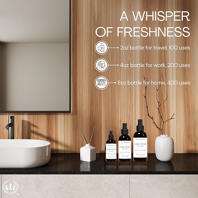Muse Apothecary Flush Ritual - Aromatic & Refreshing Toilet Spray, Use Before You Go, 4 oz, Infused with Natural Essential Oils - Bergamot + French Lavender + Sandalwood, 3 Pack