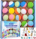 Yekery Bath Bomb Gift Set with Toys Inside, 20 Pack Organic Bath Bombs for Kids, Kids Safe Handmade Fizzy Balls for Kid, Ideal Birthday Gift for Boys & Girls