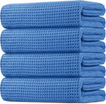 HOMEXCEL Waffle Bath Towels 4 Pack, Premium Microfiber Beach Towels, Ultra Soft, Lightweight, Highly Absorbent Quick Dry Towel for Bathroom, Beach, Pool, Gym, Shower, Hotel and Spa, 30 x 60 Inch Blue