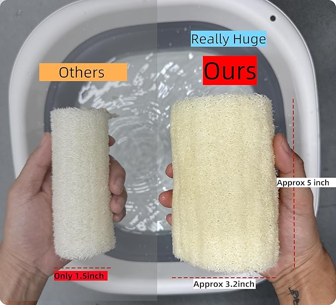 100% Large (5" Length) Nature 6 Pack of Organic Loofahs Loofah Spa Exfoliating Scrubber Natural Luffa Body Wash Sponge Remove Dead Skin Made Soap