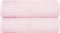 GLAMBURG 100% Cotton 2 Pack Oversized Bath Towel Set 28x55 Inches, Ultra Soft Highly Absorbant Compact Quickdry & Lightweight Large Bath Towels, Ideal for Gym Travel Camp Pool - Pink