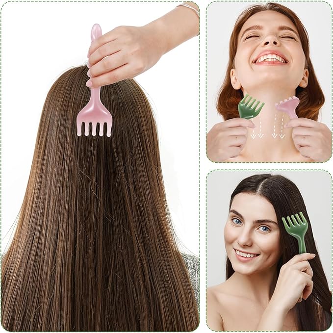 WY LIGHTING LEVEL 2Pcs Head Massager Manual Hair Scalp Massager Gua Sha Five Claw Massage Tool Comb Portable Handheld Resin Relax Tool for Father's Day Mother's Day Gifts (Pink Purple; Green)