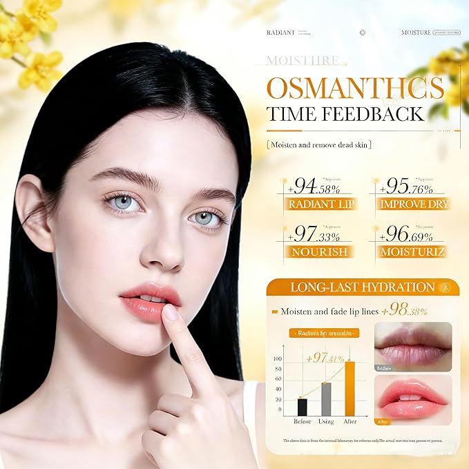 AKARY 10Pcs Osmanthus Nourish & Tender Lip Mask, Reduce Lip Wrinkles, Radiant & Tender, Reducing Chapped, Smoothing Fine Lines Lips Patches, Travel Size Toiletries, Birthday Gifts for Women,Vegan (10)