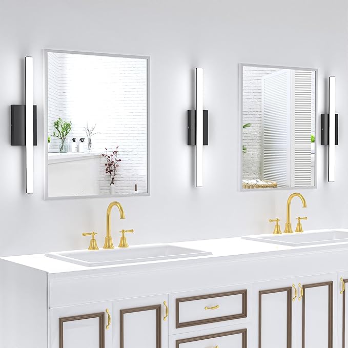 24Inch LED Bathroom Vanity Light Bar 5700K Dimmable Led Bathroom Light Over Mirror Modern Bath Wall Light Cool White ETL Certified 24W 2Pack