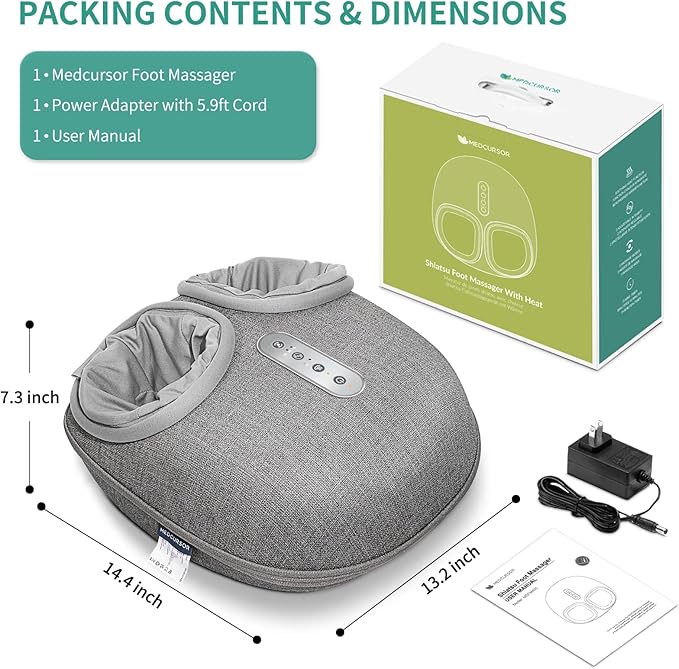 Medcursor Foot Massager with Heat - Mothers Day Gifts Shiatsu Deep Kneading, Delivers Relief for Tired Muscles and Plantar, Multi-Level Settings & Adjustable Intensity for Home, Gifts for Women Mom