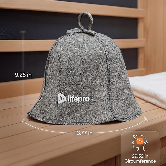 LifePro Wool Sauna Hat - Traditional Russian Banya Hat for Men and Women, Indoor and Infrared Sauna Accessories, Protects from Overheating & Hair Damage, Felt Wool Cap