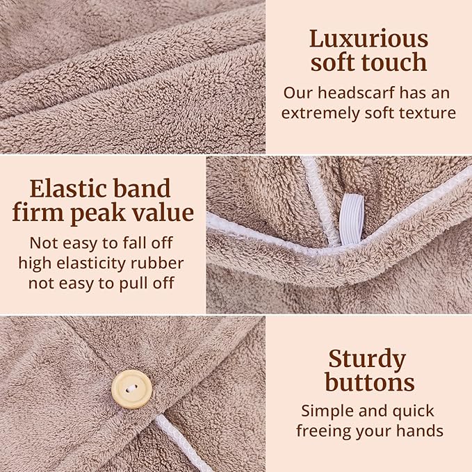 Hair Towel Wrap for Women - 3 Pack Plush Yarn Turbo Twist Hair Towels, Highly Absorbent Turban Towel for Wet Hair, Quick Drying Plopping Towels for Long Thick Curly Hair