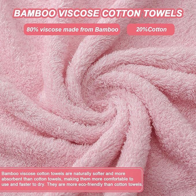 Aibaser Bath Towels - Natural, Ultra Absorbent Towels for Bathroom, Travel, Gym, Shower and Spa (2 Piece Set) (Pink, 35 in x 70 in)