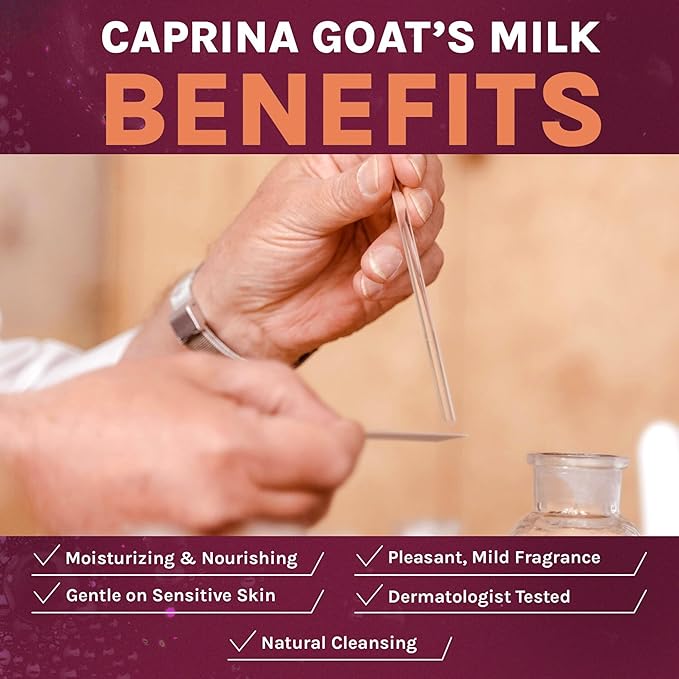 Caprina Fresh Goat Milk Soap Bar, EUCALYPTUS MINT, 3.17 oz Each (6-Pack), Moisturizing & Gentle Cleansing, Includes Exfoliating Mesh Pouch