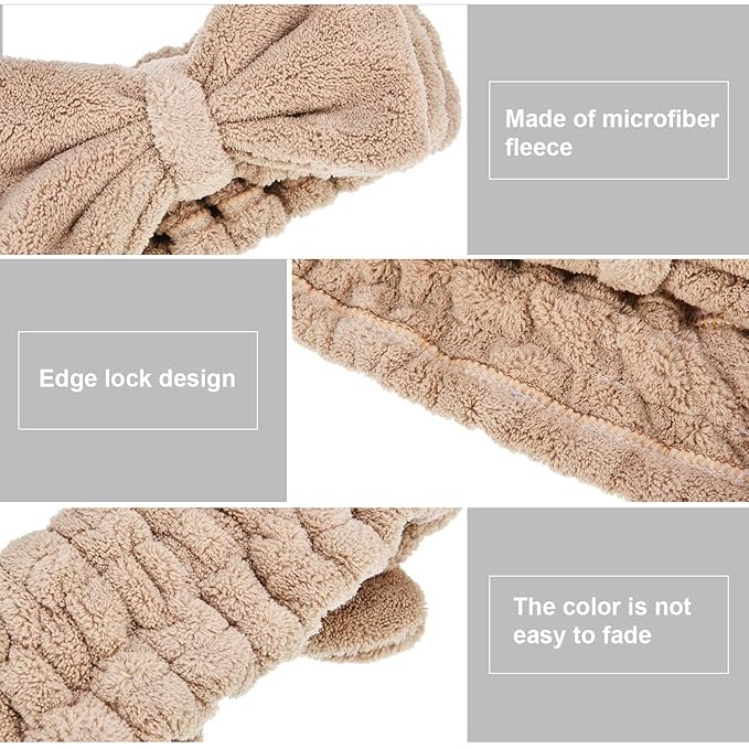 3 Pieces Towel Headbands for Women Makeup Headband for Washing Face Makeup Spa Headband, Microfiber Bowtie Shower Headband for Women(Light Pink, Light Green, Light Brown)
