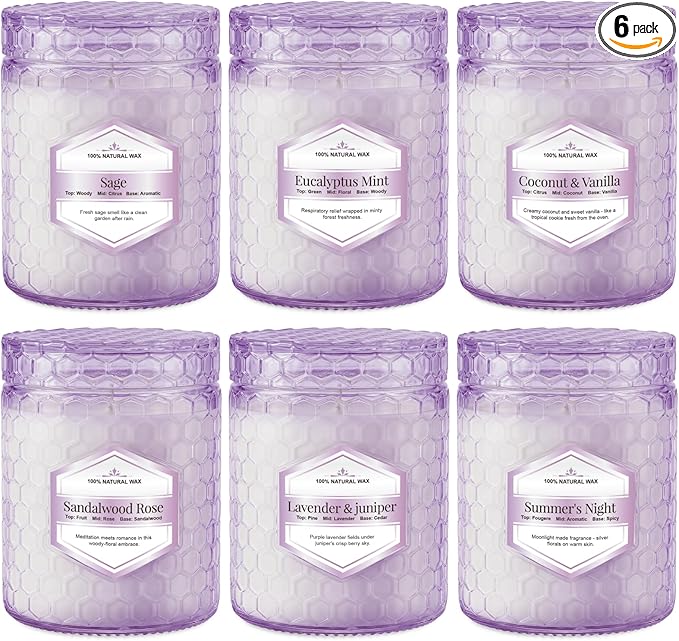 Candles for Home Scented, 6 Pack Aromatherapy Candles Gifts Sets for Women Birthday,33 oz Soy Wax 240 Hour Long Lasting Jar Candles