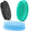 3 Pack Silicone Body Scrubber, Soft Silicone Loofah Exfoliating Body Scrubber, Silicone Body Brush Bath Shower Scrubber for Body, 2 in 1 Bath and Shampoo Wash Brush for Skin Exfoliation Men Women