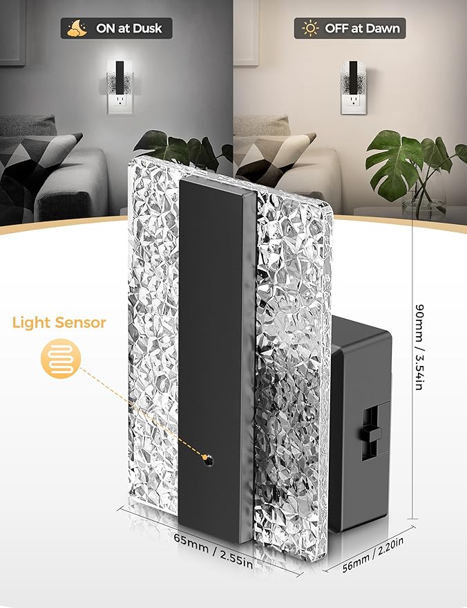 DORESshop LED Night Lights Plug Into Wall, Decorative Night Light with Dusk-to-Dawn Sensor, Dimmable Nightlights, Adjustable Brightness Night-Lights for Bathroom, Hallway, Bedroom,Stairway,Daylight