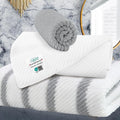 VOOVA & MOVAS Towel Set for Bathroom - 100% Cotton, Quick Dry, Thick, 3 Piece Towel Set, 1 Stripe Large Bath 30"x54",1 White Hand 18"x28",1 Grey Washcloth 13"x13",Dorm Room Essentials