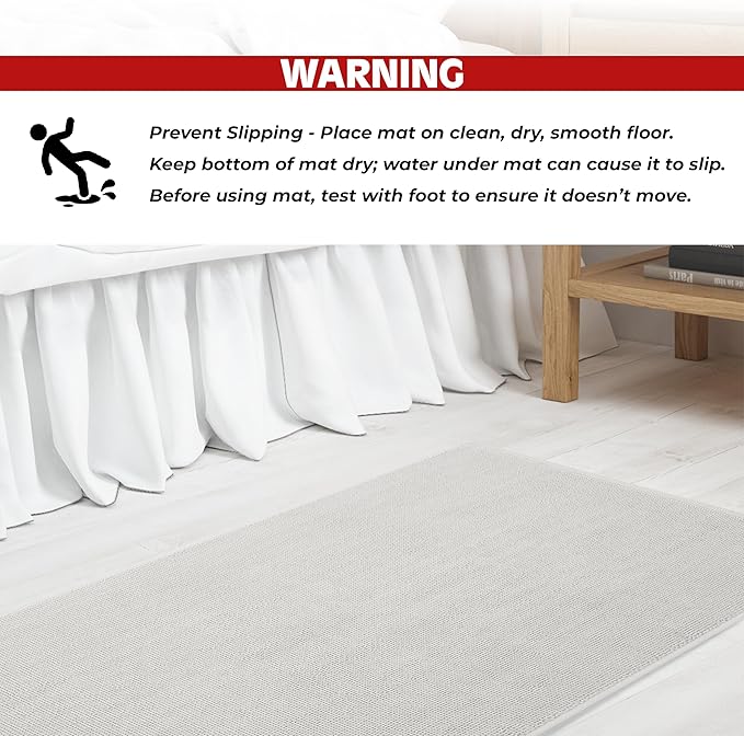 Cotton Paradise 100% Cotton Non Slip Bath Mats for Bathroom, 20x34 inch Soft Absorbent Quick Dry Machine Washable Floor Bath Mat, Silver Grey Bath Rug
