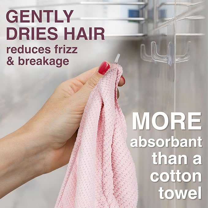EXPRESSIONS Microfiber Hair Towel in Pink - 1pc Super Soft Ultra Absorbent Hair Towel, Luxury - Less Frizz