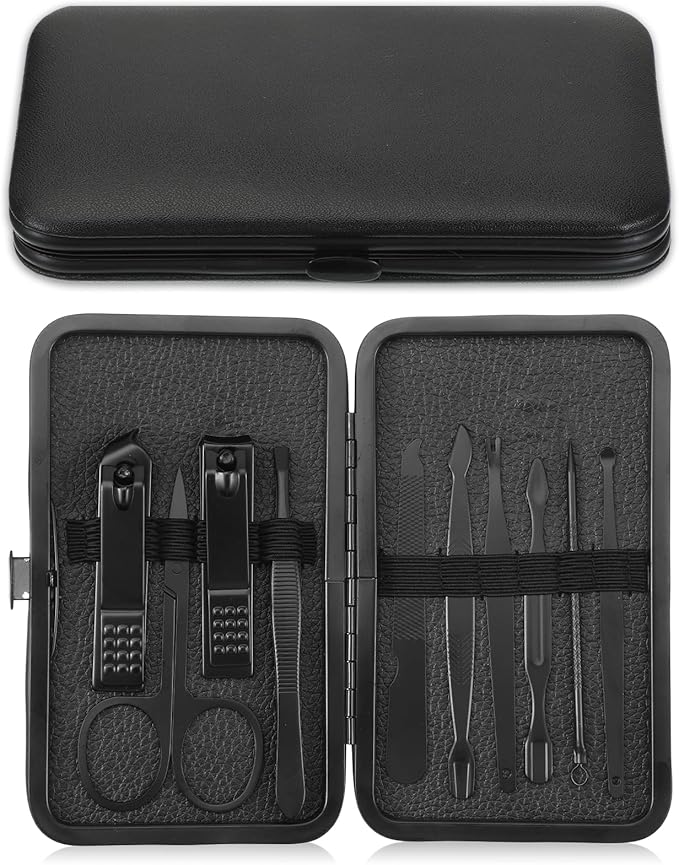 Nail Clippers Sets Manicure Stainless Steel Nail Grooming Cutter Kit Travel Pedicure Care Tools Accessories File Tip Tweezers Cuticle Pusher for Women Dad Men Teen Boys Boyfriend