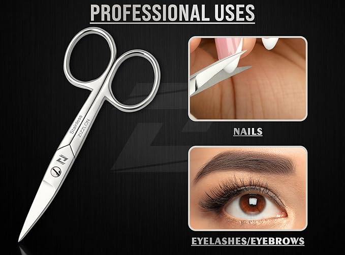 Nail Scissors Curved for Women and Men, Long Lasting Sharp Nickel Plated for Manicure and Pedicure, German Quality Multipurpose Professional Eyebrow Scissors