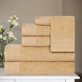 Superior Honeycomb Cotton Medium Weight Towels, for Guest Bath, Master Bathroom, Shower, Quick Dry, Adults, Home Essentials, Textured Waffle Border, Assorted Towel Set, 6 Piece Towel Set, Gold