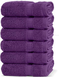 Chakir Turkish Linens 100% Cotton Premium Turkish Towels for Bathroom | 13'' x 13'' (6-Piece Washcloth, Eggplant)
