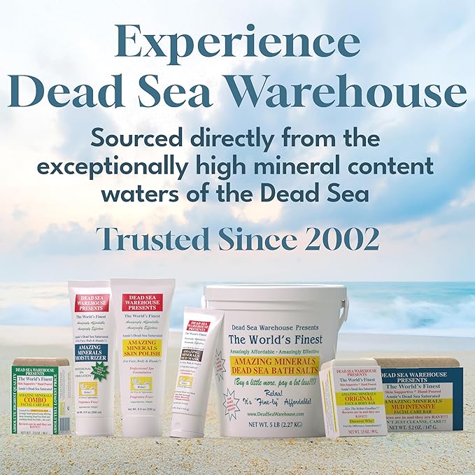 Dead Sea Warehouse – 100% Dead Sea Mineral Bath Salts – Great for Soothing Muscles Aches, Relaxation, Alleviate Skin Issues - Unscented - 18.5lbs (1 Box)