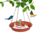 VUWEZ Hanging Bird Bath, Hanging Bird Water Feeder for Outdoors, Feeder Bowl, 1 Pack Birdbath Tray Accessories for Outside, Plastic Birdbaths Tray for Garden Patio Decoration (14", Terra Cotta)