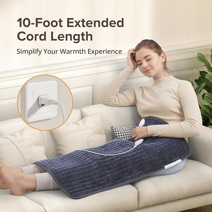 Heating Pad for Back Pain Relief, 17" X 33" XXX-Large Heating Pads for Cramps,Electric Heating Pad XL with 6 Settings,Moist Dry Heat Options,Auto-Off,Machine Washable, Mothers Day Gifts, Purple Gray