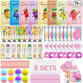 80PCS Spa Party Supplies for Girls, Include Facial Masks, Lip Balm, Hand Cream, Under Eye Patches, Lip Mask, Foot Bath Bombs, Compressed Towels, Sleepover and Spa Birthday Party Supplies for Girls