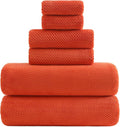 YTYC 29x59 Inch Bath Towels Set of 6 Large, Super Soft Lint Free Lightweight Microfiber Shower Towels for Bathroom 80% Polyester (Burnt Orange, 6 Piece)
