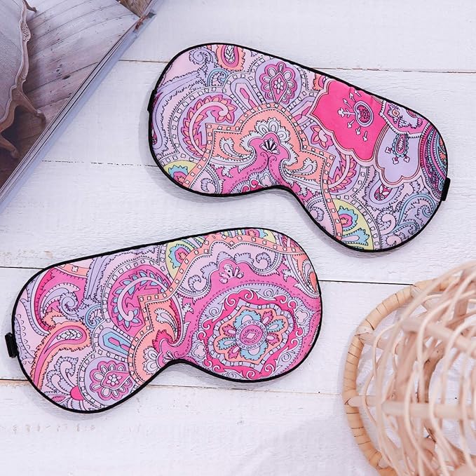 Maxfeel 100% Pure Silk Eye Mask - Sleep Eye Cover in Printed Colors (#12)