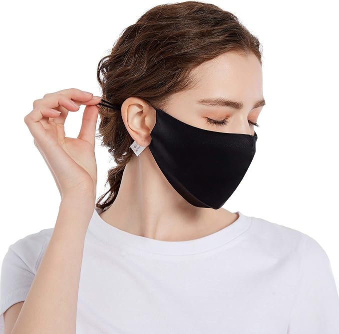 ROSEWARD 100% Mulberry Silk Face Mask for Women Men Reusable Adjustable with Filter Pocket