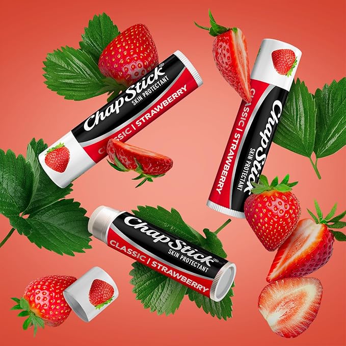 ChapStick Bulk Classic Strawberry Lip Balm, 24-Count – Tinted Lip Moisturizer, Juicy & Sweet, 0.15 Oz Ea