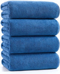 sakano 4-Piece Bath Towel Set,Quick-Dry Absorbent Lint Free & Launder Soft Coral Velvet Microfiber Towels for Bathing, Fitness, Spa, and Guest Use -Blue, 28 x 55 inches