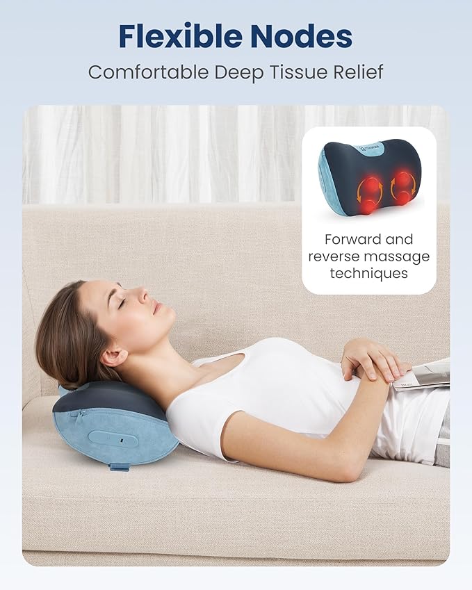 COMFIER Shiatsu Neck and Back Massager with Heat, Neck Massager Pillow with 3D Kneading Deep Tissue, Cordless & Portable, Soothes Muscle Tension at Home, Office, Travel,Mothers Day Gifts for Women