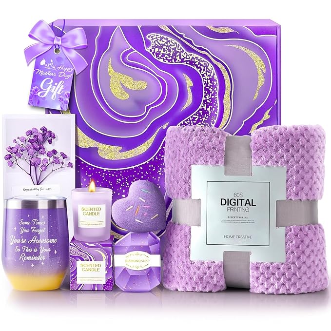 BodyRefresh Birthday Gifts for Mom, Mothers Day Gifts for Women Gift Baskets Self Care Package Gift Set With Blanket Get Well Soon Gift for Her Birthday Gift Ideas Spa Set for Adult Wife Grandma
