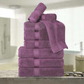 Superior Egyptian Cotton Pile 9 Piece Towel Set, Includes 3 Bath, 3 Hand, 3 Face Towels/Washcloths, Ultra Soft Luxury Towels, Thick Plush Essentials, Guest Bath, Spa, Hotel Bathroom, Plum