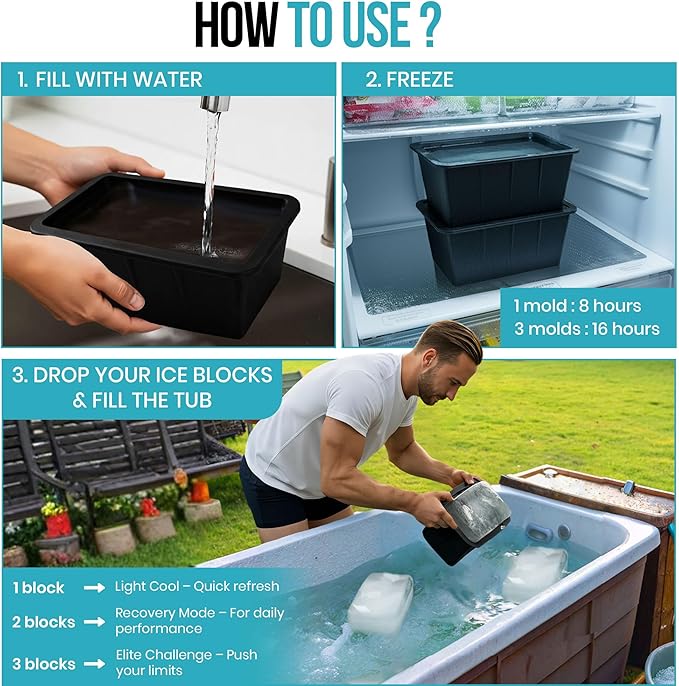 Extra Large Ice Block Mold – 13 lbs Silicone Ice Brick Maker for Ice Bath & Cold Plunge – Giant Cube for Recovery, Muscle Relief & Coolers, Dishwasher Safe (Single Mold)
