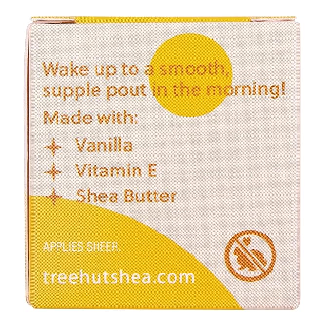 Tree Hut Vanilla Overnight Lip Mask, Deeply Hydrating Leave-On Treatment for Soft Lips, Self Care Essential, 6 oz