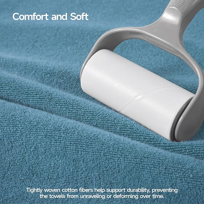 ecolook Bath Towels Set of 4,100% Cotton,27 x 55 Inches,Quick-Drying & Absorbent,Soft,Lightweight Towels for Bathroom,Shower,Spa, Gym & Hotel,Light Blue