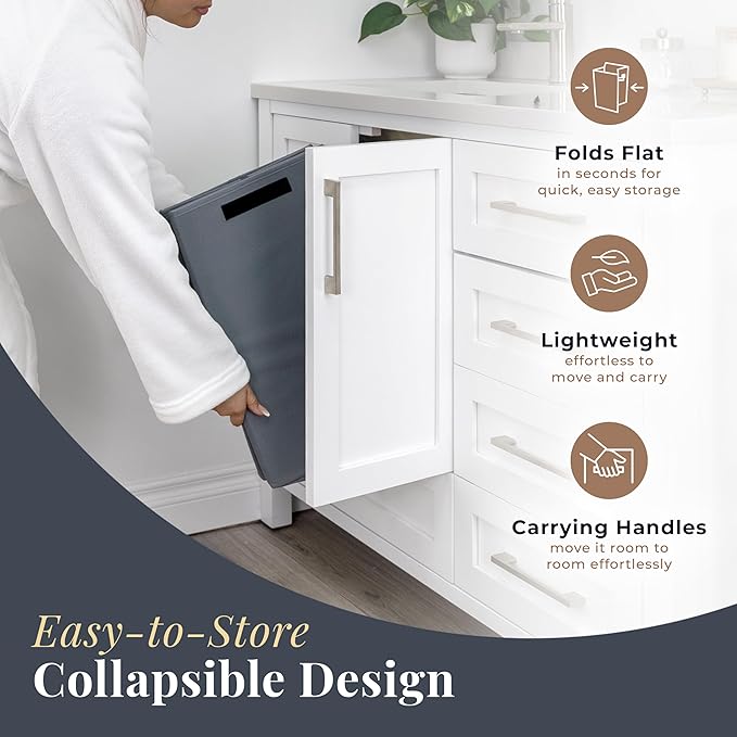 Zadro Foldable Towel Warmer, Folding Heat-Resistant Fabric, XLarge 35 Liter Capacity, Dual Even-Surround Heat Modes, Collapsible Space-Saving Design (Gray, 35L - 19.5"x12"x12")