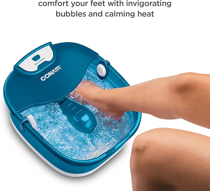 Conair Pedicure Foot Spa Bath with Heat reaching 104 Degrees, Massaging Foot Rollers, Soothing Bubbles, Pumice Stone and Nail Brush Included