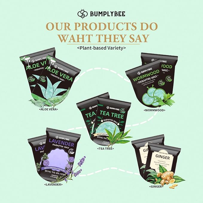 BUMPLYBEE Paraffin Wax for Hand and Feet,10 Pack Tea Tree Paraffin Wax Refills for Hand & Foot Wax Bath, Moisturizing Hands Feet, Deep Hydration