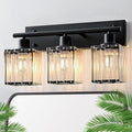 Bathroom Light, 3-Light Modern Crystal Vanity Light, Bathroom Lighting Fixtures Over Mirror Wall Sconces for Powder Room, Living Room, Bedroom, Hallway (Included 3 E26 Bulbs)