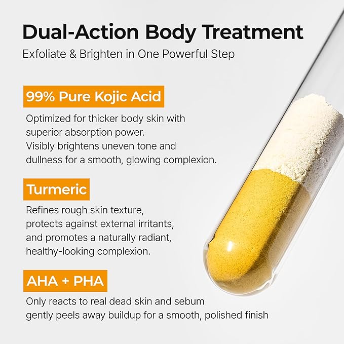 Dr.Melaxin Body Keratin Care Kojic Acid Turmeric Spray with AHA & PHA, Gentle Body Brightening & Exfoliating Peeling Solution for Dead Skin Cells & Texture, Korean Skincare, 6.76 fl.oz