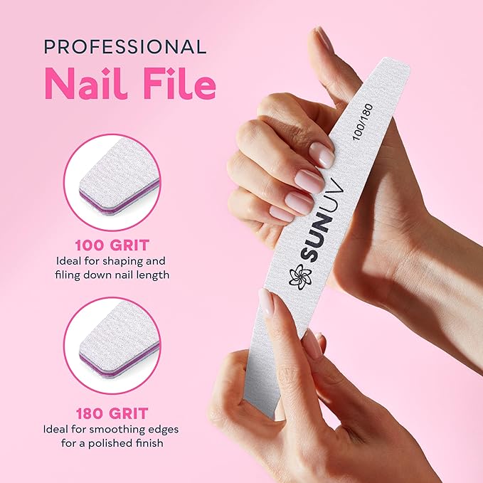 SUNUV 4PCS Cuticle Nippers, Cuticle Pusher with Nail File and Buffer Set, Professional Stainless Steel Durable Pedicure Manicure Nail Care Tools