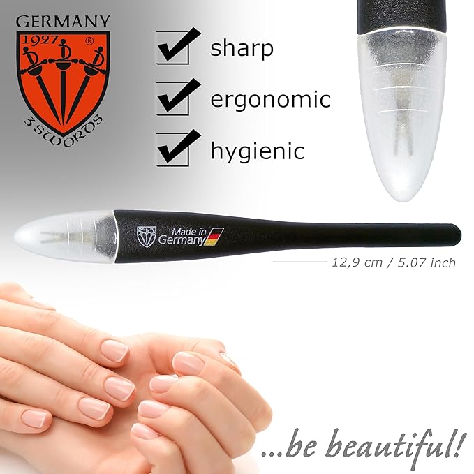 3 Swords Germany - Brand Quality Cuticle Knife Trimmer Remover Cutter (1pc.) and Cuticle Pusher Scratcher (1 pc.) Made in Germany