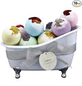 Mothers Day Gift Bath Bombs Gift Set for Women and Men, 10 Oversized Two Tone Bath Fizzies with Shea & Coco Butter Dry Flower Petals, Rich Spa Bath Set in Cute Tub, Multiple Fragrances, Birthday Gifts