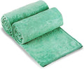 JML Large Bath Towels Set, 2 Pack, 30" x 60", Microfiber Body Towels for Adult, Oversized, Soft, Absorbent, Fast Drying for Shower Sauna Yoga Swimming Sport Fitness Gym Pool (Green-Floral Embossed)